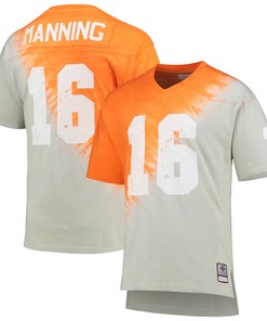 Peyton Manning Tennessee Volunteers Mitchell & Ness Name & Number Tie-dye V-neck T-shirt - Gray/tennessee Orange Ncaa