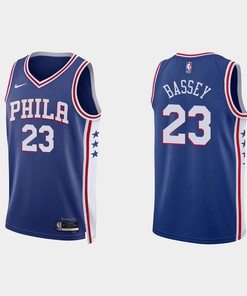 Philadelphia 76ers 23 Charles Bassey 2022-23 Icon Edition Royal Men Jersey