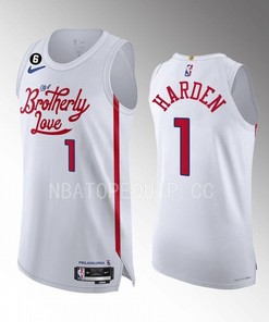 Philadelphia 76ers James Harden 1 White Jersey 2022-23 City Edition