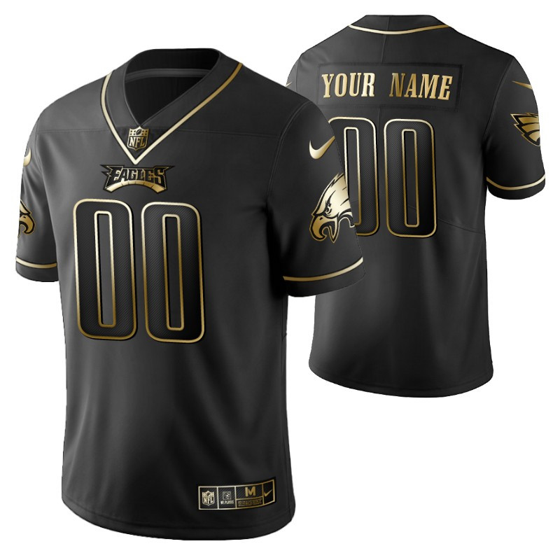 Philadelphia Eagles 2021 Nfl Golden Brandedition Black Jersey Gift With Custom Name Number For Eagles Fans