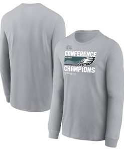 Philadelphia Eagles 2022 NFC Champions Locker Room Trophy Collection Long Sleeve T-Shirt - Gray