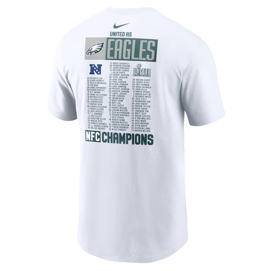 Philadelphia Eagles 2022 NFC Champions Roster T-Shirt - White