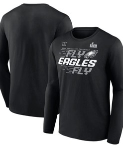 Philadelphia Eagles 2022 NFC Champions Team Slogan Long Sleeve T-Shirt - Black