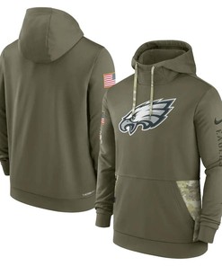Philadelphia Eagles 2022 Salute to Service Therma Performance Pullover Men Hoodie - Olive