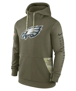 Philadelphia Eagles 2022 Salute to Service Therma Performance Pullover Men Hoodie - Olive