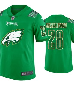 Philadelphia Eagles #28 Wendell Smallwood Jersey St. Patricks Day Kelly Green Lucky - Men