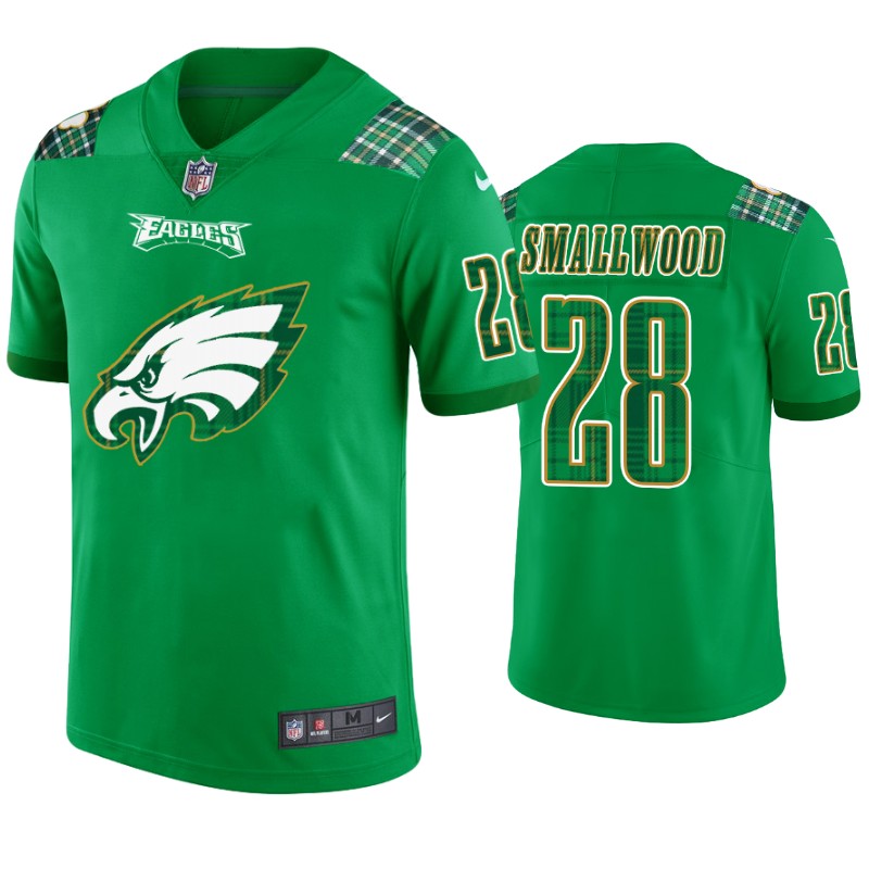 Philadelphia Eagles #28 Wendell Smallwood Jersey St. Patricks Day Kelly Green Lucky - Men
