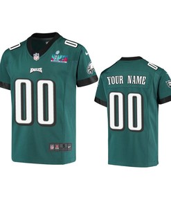 Philadelphia Eagles Custom 00 Youth Super Bowl LVII Game Jersey - Green