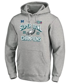 Philadelphia Eagles Super Bowl LVII Champions Light Grey Pullover Hoodie