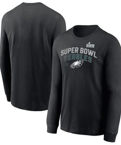 Philadelphia Eagles Super Bowl LVII Team Logo Lockup Long Sleeve T-Shirt - Black