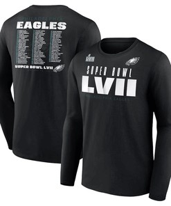 Philadelphia Eagles Super Bowl LVII Varsity Roster Long Sleeve T-Shirt - Black