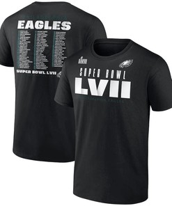 Philadelphia Eagles Super Bowl LVII Varsity Roster T-Shirt - Black