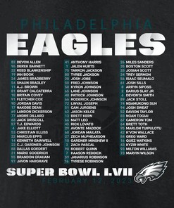 Philadelphia Eagles Super Bowl LVII Varsity Roster T-Shirt - Black