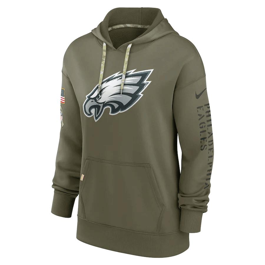 Philadelphia Eagles Women's 2022 Salute To Service Performance Pullover Hoodie - Olive