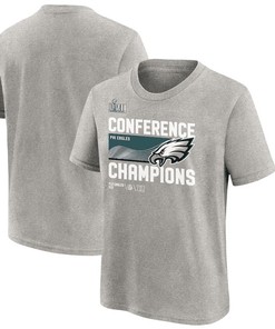 Philadelphia Eagles Youth 2022 NFC Champions Locker Room Trophy Collection T-Shirt - Gray