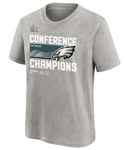 Philadelphia Eagles Youth 2022 NFC Champions Locker Room Trophy Collection T-Shirt - Gray