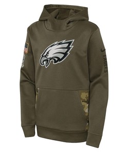 Philadelphia Eagles Youth 2022 Salute To Service Performance Pullover Hoodie - Olive