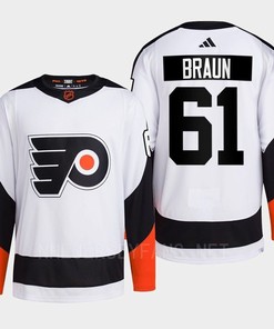 Philadelphia Flyers 2022 Reverse Retro 2.0 Justin Braun 61 White Primegreen Jersey Men's