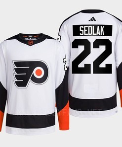 Philadelphia Flyers 2022 Reverse Retro 2.0 Lukas Sedlak 22 White Primegreen Jersey Men's