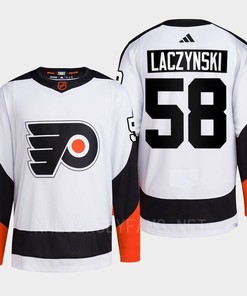Philadelphia Flyers 2022 Reverse Retro 2.0 Tanner Laczynski 58 White Primegreen Jersey Men's