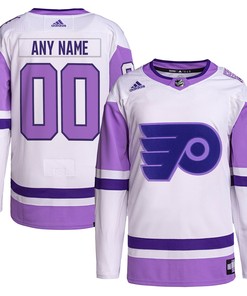 Philadelphia Flyers Adidas Hockey Fights Cancer Primegreen Authentic Custom Jersey - White/purple Custom Jerseys Nhl
