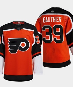 Philadelphia Flyers Cutter Gauthier 39 2022 NHL Draft Orange Jersey Reverse Retro