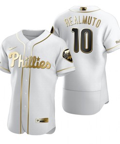 Philadelphia Phillies #10 J.t. Realmuto Mlb Golden Brandedition White Jersey Gift For Phillies Fans