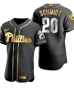 Philadelphia Phillies #20 Mike Schmidt Mlb Golden Brandedition Black Jersey Gift For Phillies Fans