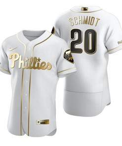 Philadelphia Phillies #20 Mike Schmidt Mlb Golden Brandedition White Jersey Gift For Phillies Fans