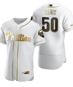 Philadelphia Phillies #50 Hector Neris Mlb Golden Brandedition White Jersey Gift For Phillies Fans