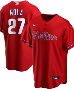 Philadelphia Phillies Aaron Nola #27 2020 Mlb Red Jersey