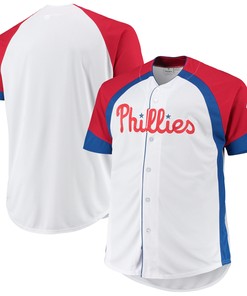 Philadelphia Phillies Big & Tall Colorblock Full-snap Jersey - White/red Mlb