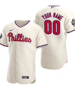 Philadelphia Phillies Custom 00 Cream 2022-23 World Series Jersey