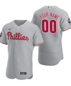 Philadelphia Phillies Custom 00 Gray 2022-23 World Series Jersey