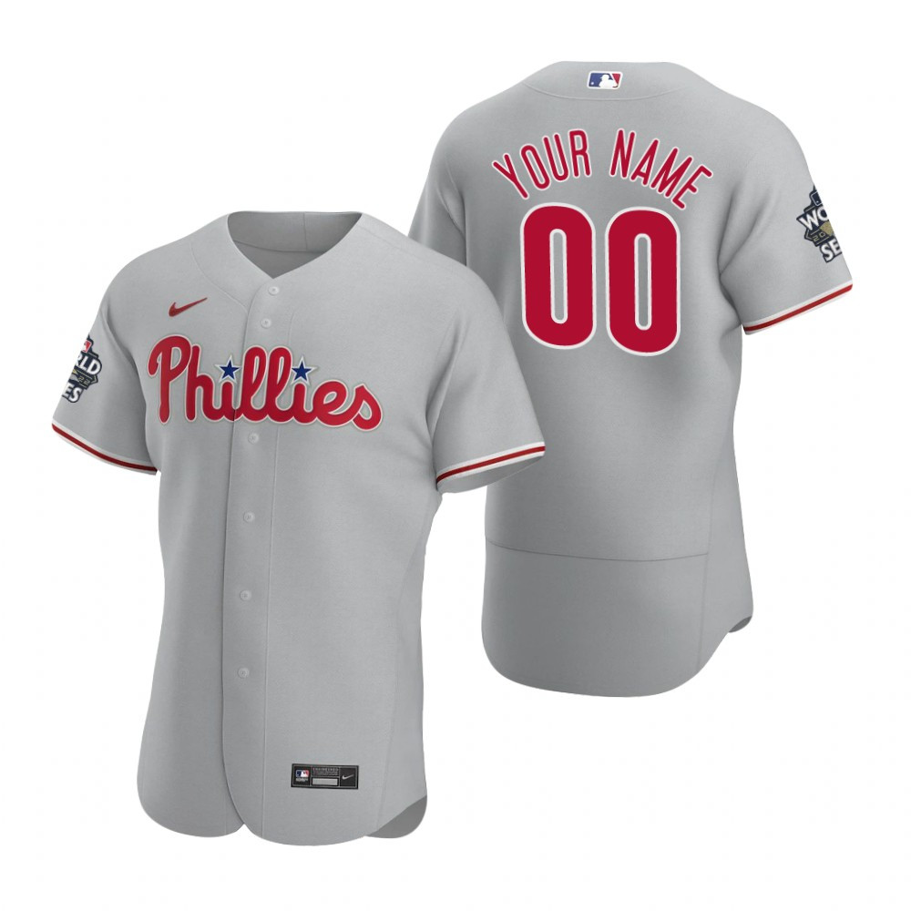 Philadelphia Phillies Custom 00 Gray 2022-23 World Series Jersey