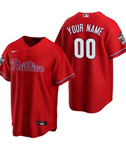 Philadelphia Phillies Custom 00 Red 2022-23 World Series Jersey