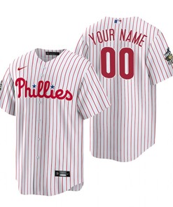 Philadelphia Phillies Custom 00 White 2022-23 World Series Jersey