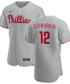 Philadelphia Phillies Kyle Schwarber 12 Mlb Gray Road Jersey Gift For Phillies Fans