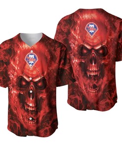 Philadelphia Phillies Mlb Fan Skull Baseball Jersey