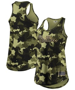 Philadelphia Phillies New Era Womens 2022 Mlb Armed Forces Day Camo Racerback Tank Top - Green