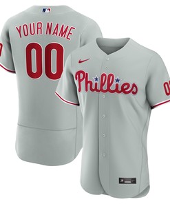 Philadelphia Phillies Road Authentic Custom Jersey - Gray Custom Jerseys Mlb