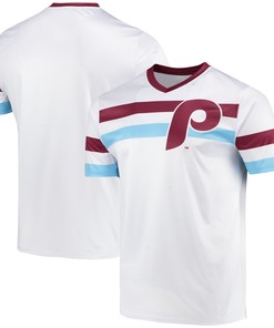 Philadelphia Phillies Stitches Cooperstown Collection V-neck Jersey - White Mlb