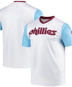 Philadelphia Phillies Stitches Cooperstown Collection Wordmark V-neck Jersey - White Mlb