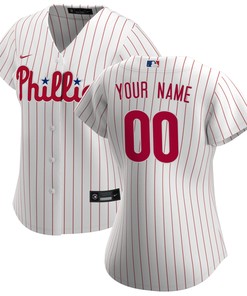 Philadelphia Phillies Womens Home Replica Custom Jersey - White Custom Jerseys Mlb