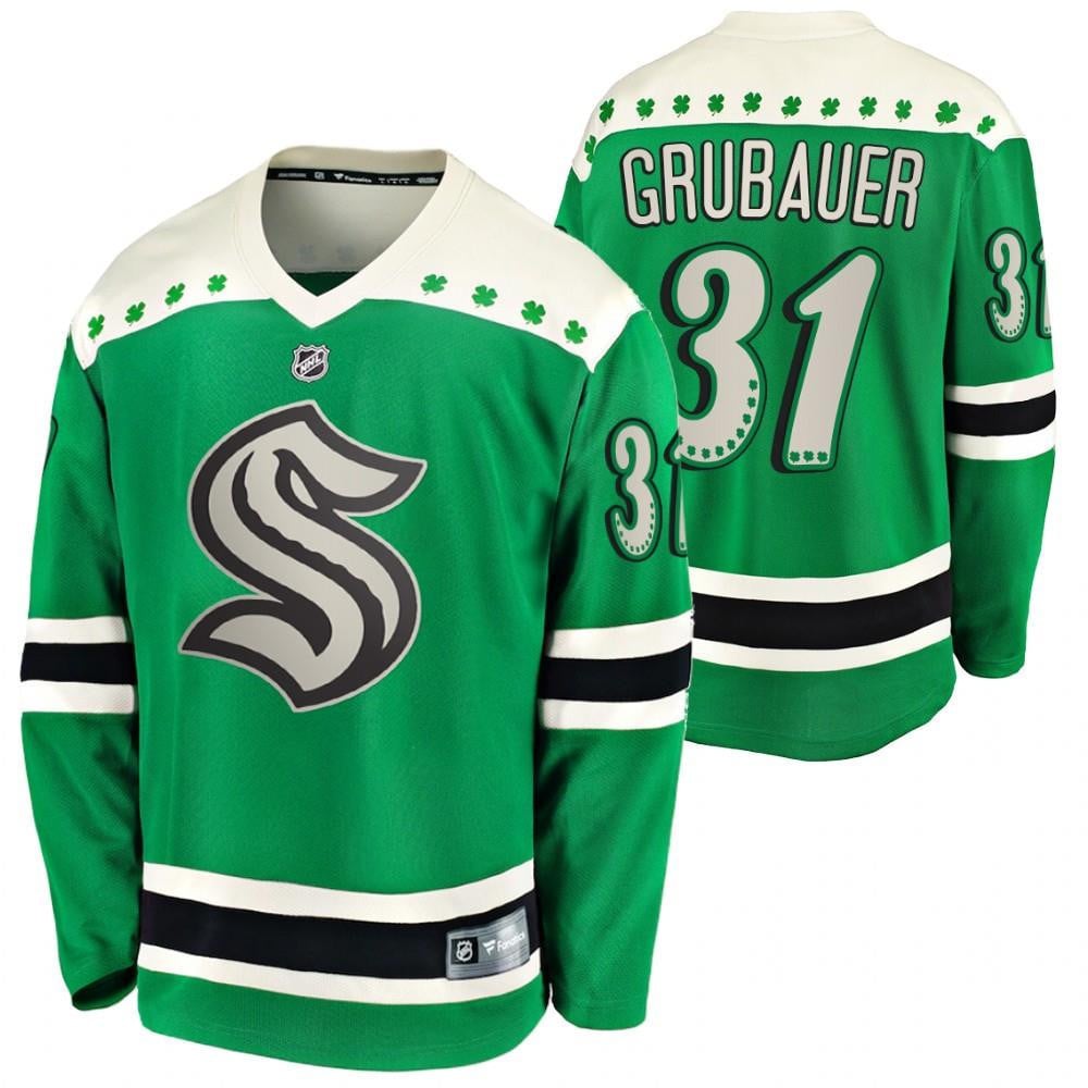 Philipp Grubauer Seattle Kraken 2022 St. Patrick Green 31 Jersey Jersey