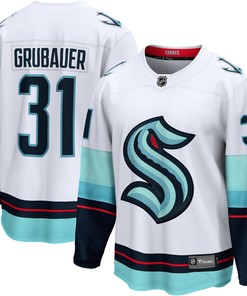 Philipp Grubauer Seattle Kraken Fanatics Branded Away Premier Breakaway Player Jersey - White Nhl