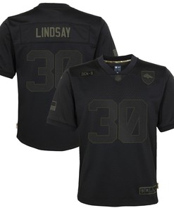 Phillip Lindsay Denver Broncos Youth 2020 Salute To Service Game Jersey - Black