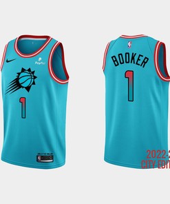 Phoenix Suns 1 Devin Booker 2022-23 City Edition Blue Men Jersey