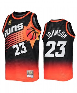 Phoenix Suns Cameron Johnson 23 Black Orange Fadeaway Men Jersey Mitchell Ness