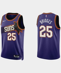 Phoenix Suns Mikal Bridges 25 2022-23 Icon Edition Purple Men Jersey